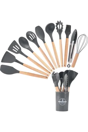 Kuber Industries Unisex Grey 12 Pcs Silicone Nonstick Spatula Set