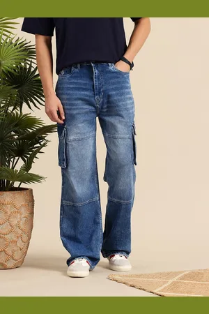 Mast & Harbour Men Wide Leg Heavy Fade Stretchable Jeans
