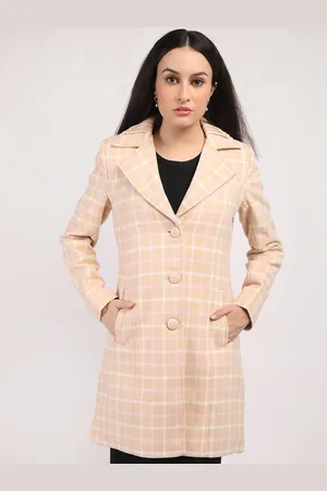 Roadster The Lifestyle Co Checked Long Sleeve Single Breasted Winter Coat