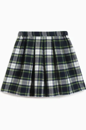 Campana Girls Pleated Checked Cotton Twill Skirt