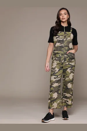 Roadster The Lifestyle Co. Camouflage Print Cotton Slim Fit Dungarees