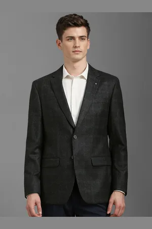 Louis Philippe Checked Notched Lapel Single Breasted Formal Blazer