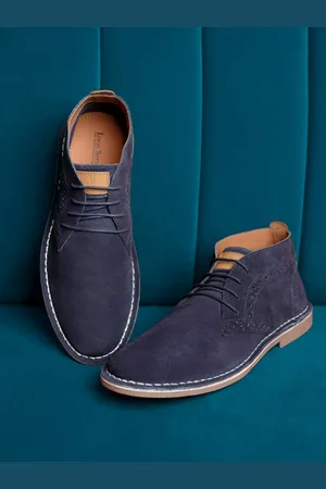 LOUIS STITCH Men Mid-Top Solid Suede Desert Boots