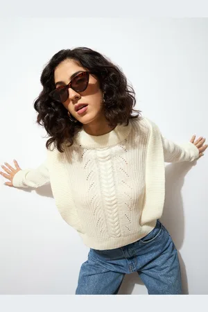 Sassafras Women White Solid Pullover