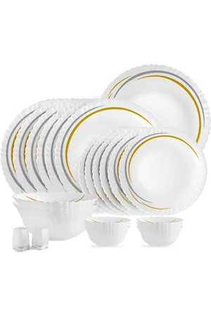 Cello Dazzle Series White 23 Pieces Arc Microwave & Dishwasher Safe Opalware Dinner Set