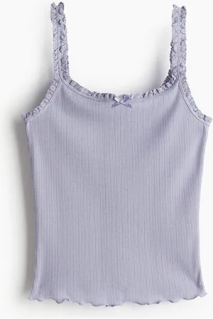 H&M Women Lace-Trimmed Jersey Strappy Top
