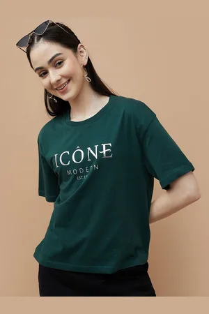 Lifestyle Women Typography Printed Drop-Shoulder Sleeves Cotton T-shirt