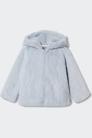 MANGO Girls Faux Fur Hood Overcoat