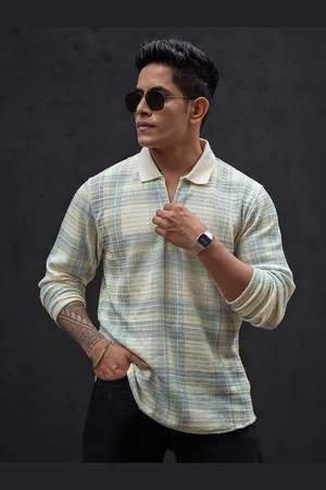 Powerlook Men Checked Polo Collar T-shirt