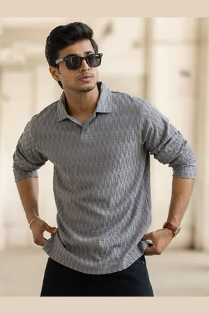 Powerlook Men Self Design Polo Collar T-shirt