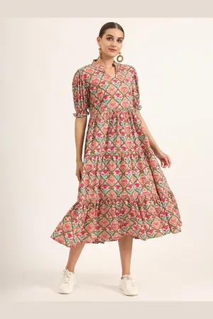 Divena World Women Floral Printed Fit & Flare Midi Dress