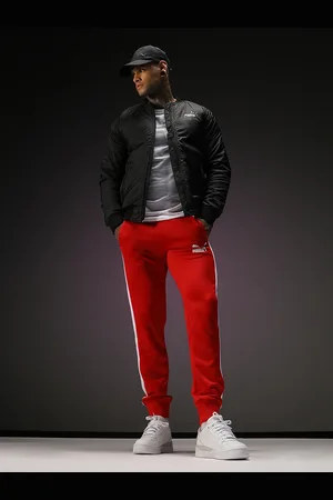 PUMA Men Red & White Solid Slim Fit Cotton Sustainable Joggers