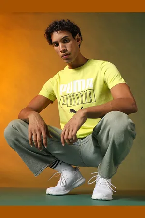PUMA Men Yellow Brand Logo Printed Slim Fit T-shirt