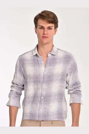 POE Men Smart Slim Fit Opaque Checked Casual Shirt