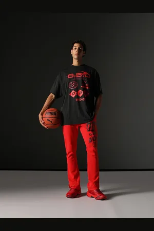 PUMA Men Scoots Trail Blazing Basketball Printed Relaxed Fit Pure Cotton Track Pants