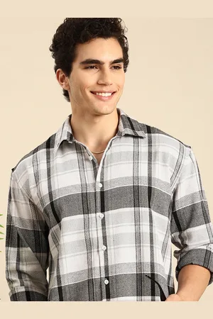 Mast & Harbour Checked Drop-Shoulder Sleeves Relaxed Fit Knitted Casual Shirt