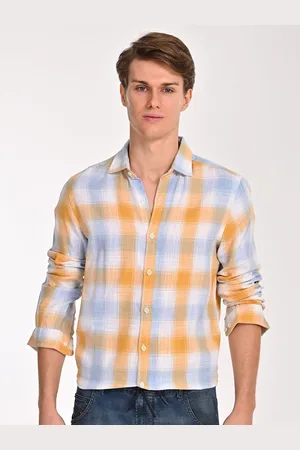 POE Men Smart Slim Fit Opaque Checked Casual Shirt