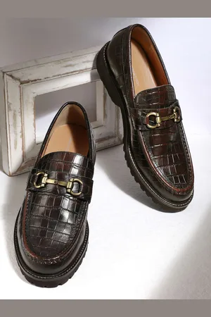 French Connection Men Textured Horsebit Leather Loafers