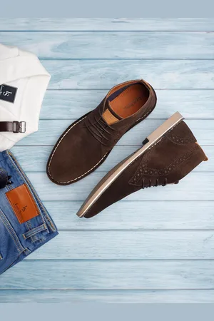 LOUIS STITCH Men Mid-Top Solid Suede Desert Boots