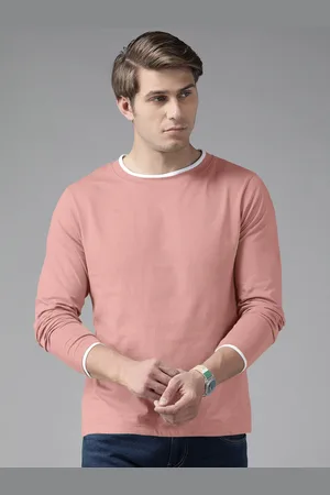 The Dry State Men Peach-Coloured Solid T-shirt