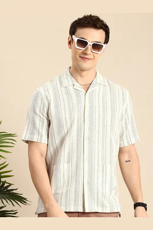 Mast & Harbour Knitted Opaque Striped Pure Cotton Casual Shirt
