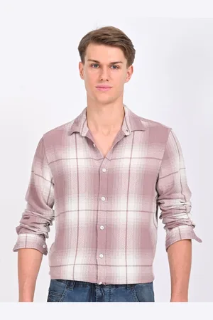 POE Men Smart Slim Fit Opaque Checked Casual Shirt
