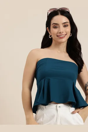 HERE&NOW Strapless Peplum Crop Top