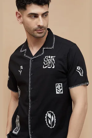 Lifestyle Men Cuban Collar Floral Printed Cotton Casual Shirt