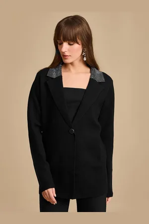 Kazo Women Longline Embellished Open Front Jacket