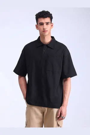 Flying Machine Men Solid Polo Collar Cotton T-shirt