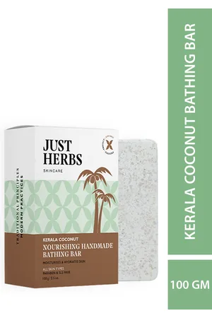 Just Herbs Coconut Handmade Bathing Bar Soap For Women and Men 100 g