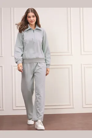 StyleStone Women Mock Collar Long Sleeves Mid-Rise Tracksuits