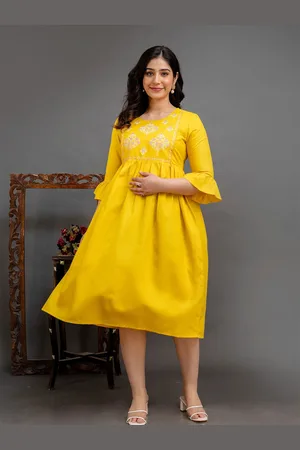 Celebravo Women Floral Embroidered Maternity Fit & Flare Midi Dress
