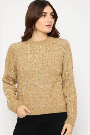 MADAME Women Cable Knit Self Design Pullover
