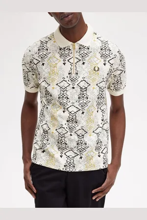 Fred Perry Men Floral Printed Polo Collar T-shirt