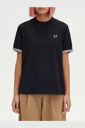 Fred Perry Women V-Neck Applique T-shirt