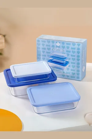 Nestasia 3 Pcs Nested Design Glass Storage Containers 700 ml, 1400 ml, 2400 ml