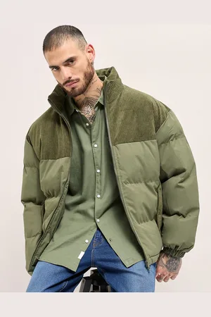 The Bear House Men Mock Collar Solid Casual Puffer Jacket