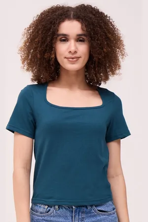 Mayra Women Solid Scoop Neck Cotton T-shirt