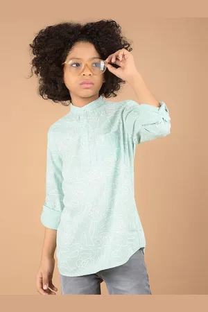 Crimsoune Club Boys Floral Printed Thread Work Kurta
