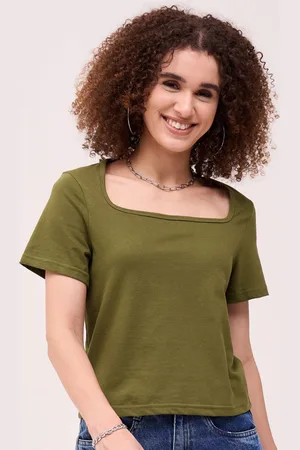 Mayra Women Solid Scoop Neck Cotton T-shirt