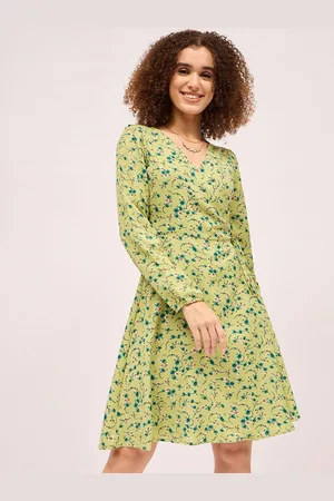 Mayra Women Cotton V-Neck Floral Printed Wrap Dress