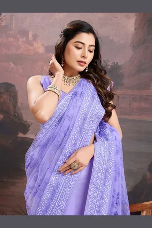 House of Pataudi Women Embroidered Saree With Blouse Piece