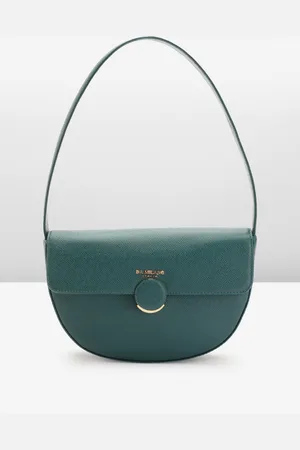 Da Milano Textured Leather Half Moon Shoulder Bag