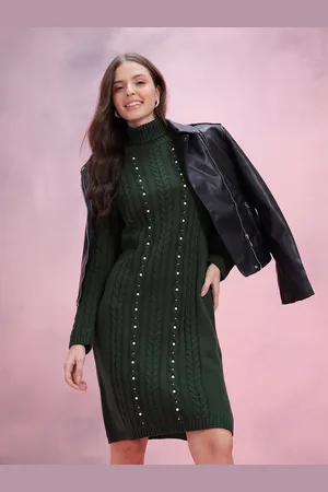 DressBerry Cable Knit Embellished Winter Dress