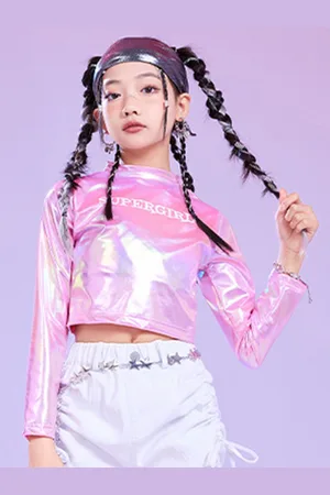 LULU & SKY Girls Typography Printed Crop Top