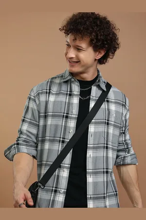 Highlander Men Textured Checked Relaxed Fit Shacket