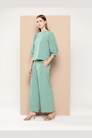 Invictus Puff-Sleeves Top & Flared Trousers Co-ords