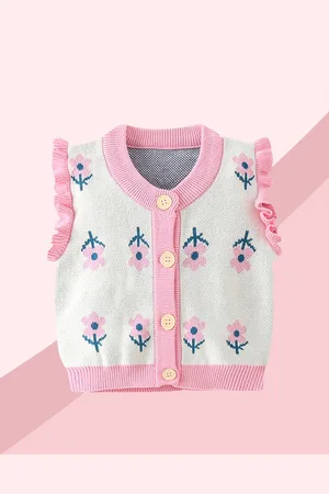 LULU & SKY Girls Floral Printed Cardigan Sweaters