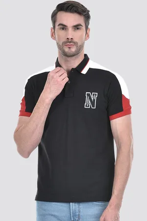NUMERO UNO Men Typography Printed Polo Collar Cotton T-shirt